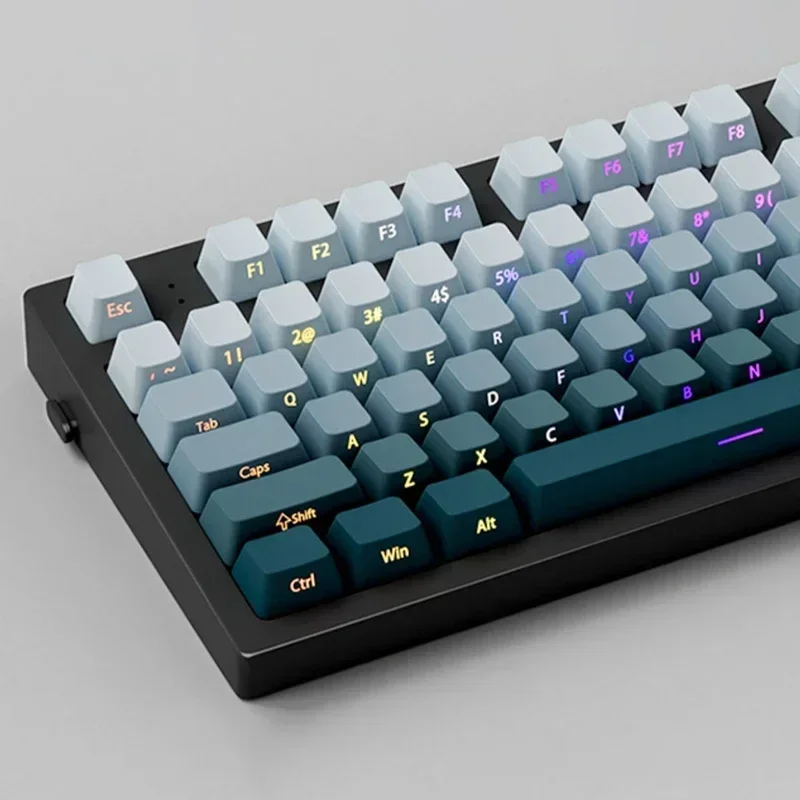 

135 Keys Gradient Green Shine Through Keycaps Side Printed Double Shot Keycaps Profile for MX Switches Gaming Keyboards