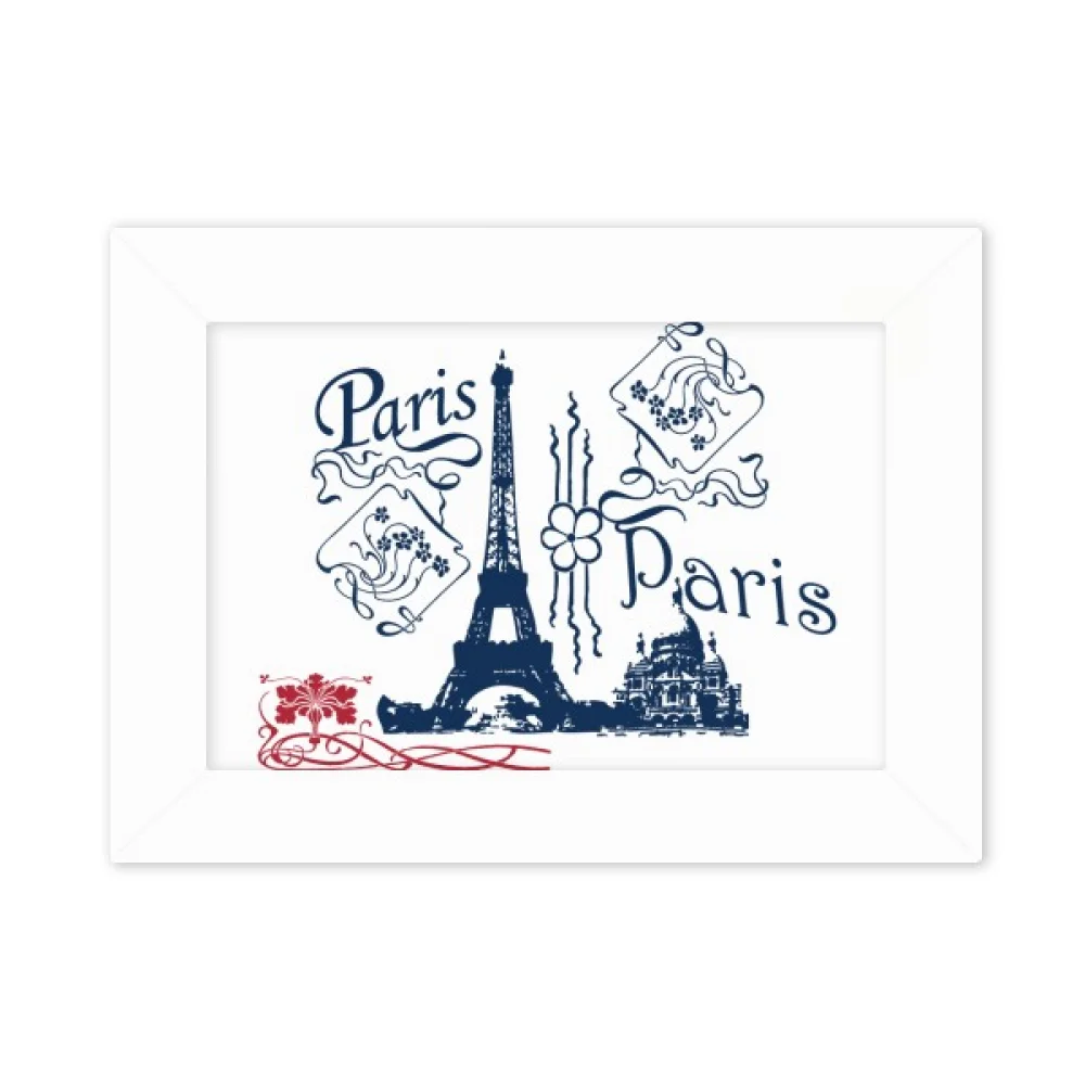 Eiffel Tower France Paris Line Drawing Photo Mount Frame Picture Art Painting Desktop 5x7 inch