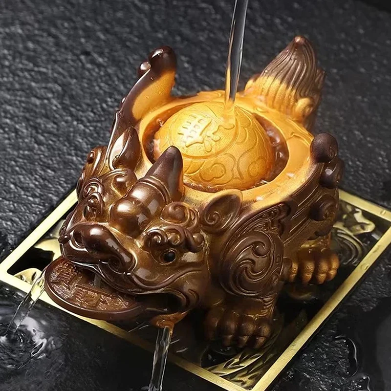 1PC Spraying Water Pixiu Tea Pet  Color Changing Figurine Wealth Luck Tea Ceremony Ornament Tea Table Gift