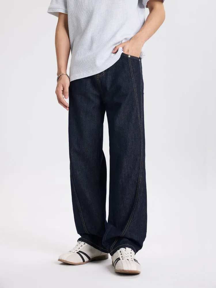 

UKTK, мужские джинсы оригинального цвета в американском стиле ретро, свободные повседневные брюки с прямыми штанинами, весна 2024, модный бренд, молодежная мода