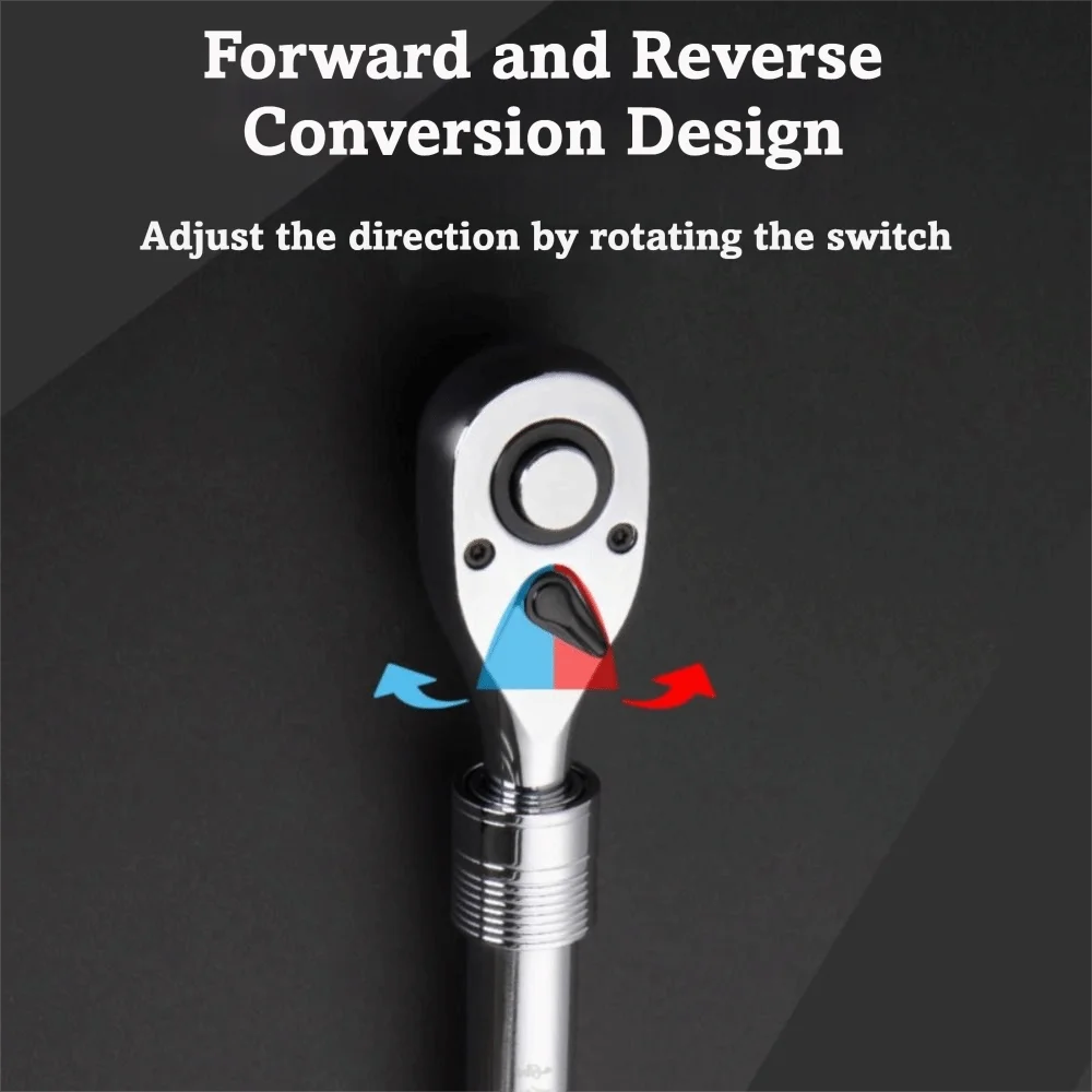 

72 Tooth Ratchet Wrench Carbon Steel Reversible Drive Flex Head Ratchet Telescopic Handle Save Effort Socket Wrench