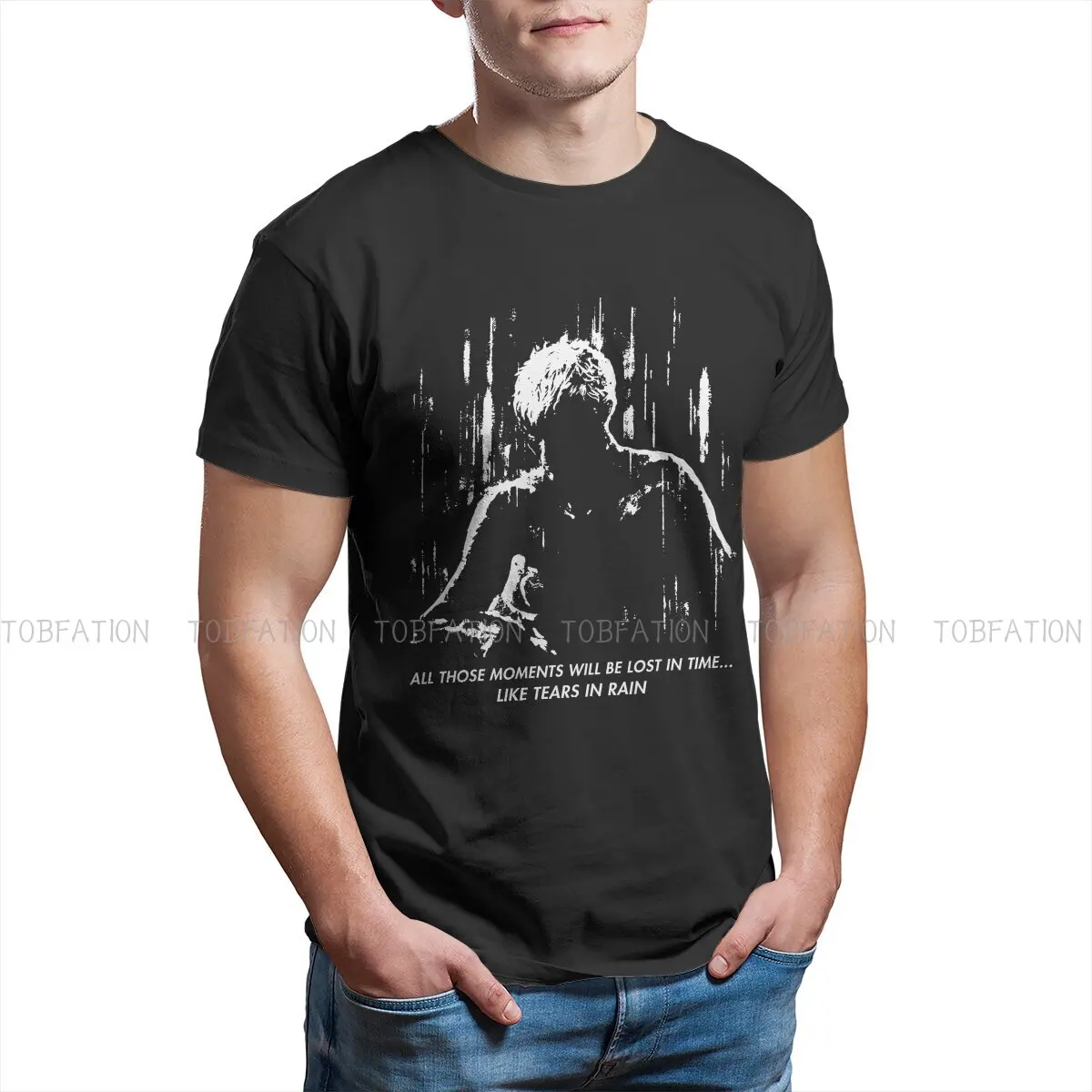 Jak łzy w deszczu czarna koszulka Harajuku Blade Runner 2049 K Film kreatywny Streetwear Casual T Shirt męska koszulka specjalny pomysł na prezent