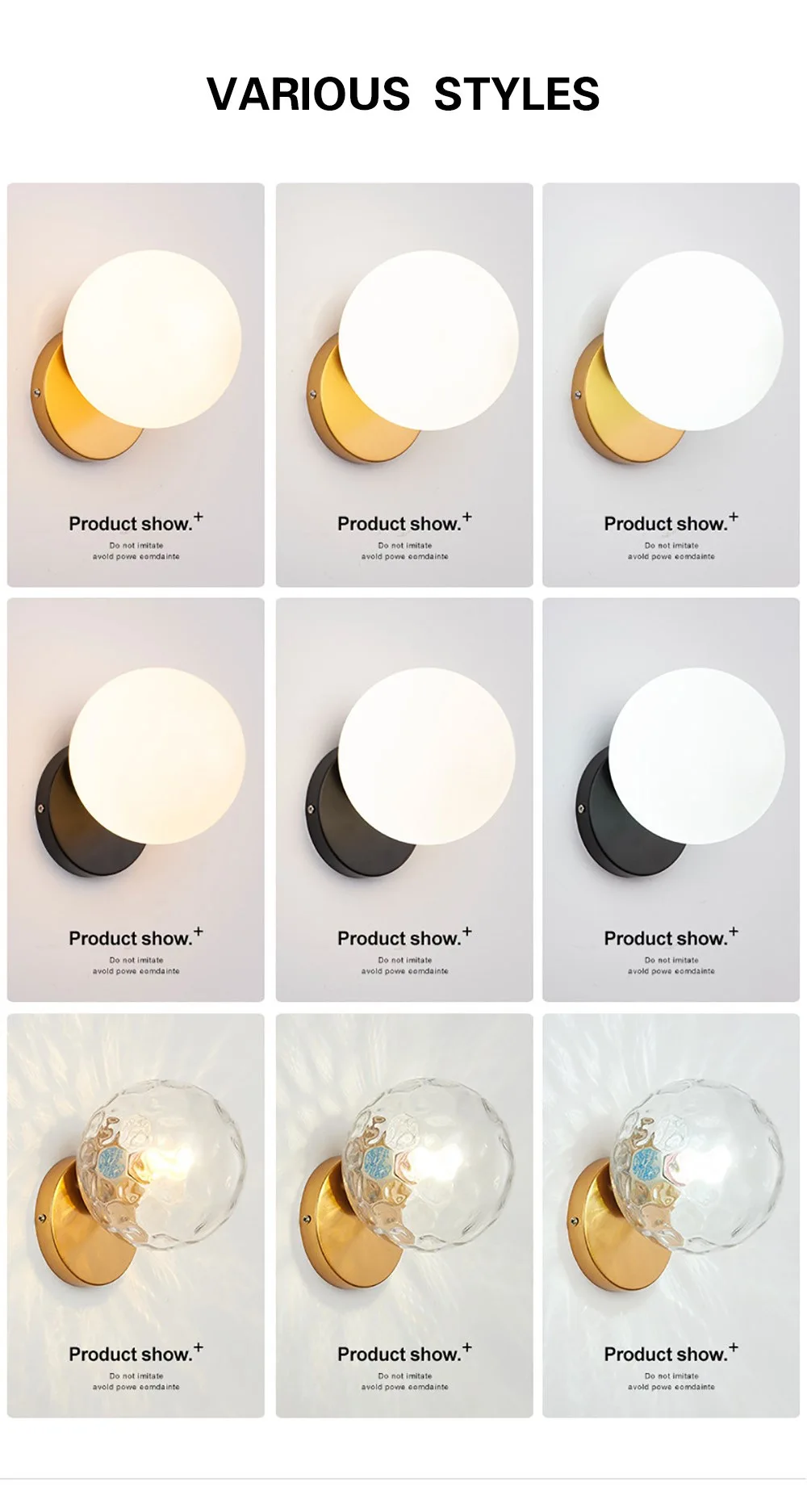 Imagem -05 - Modern Gold Glass Ball Led Wall Light Iluminação Decor Lâmpada Sala de Estar Banheiro Quarto Cabeceira Entrada Varanda