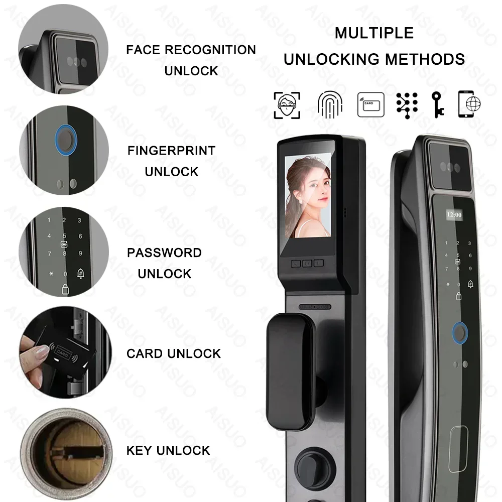 Face Recognition Smartlock Wood Zinc Deadbolt Magnetic Cerradura Inteligente Para Puerta Fingerprint Digital Door Smart Lock