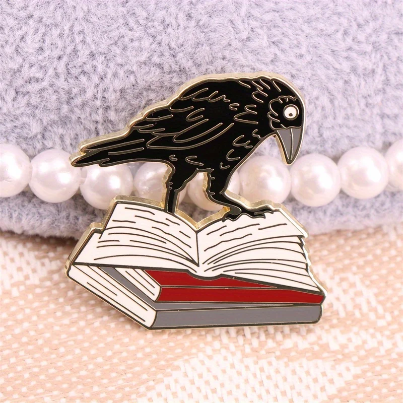 1pc New and interesting crow and book brooches image 4