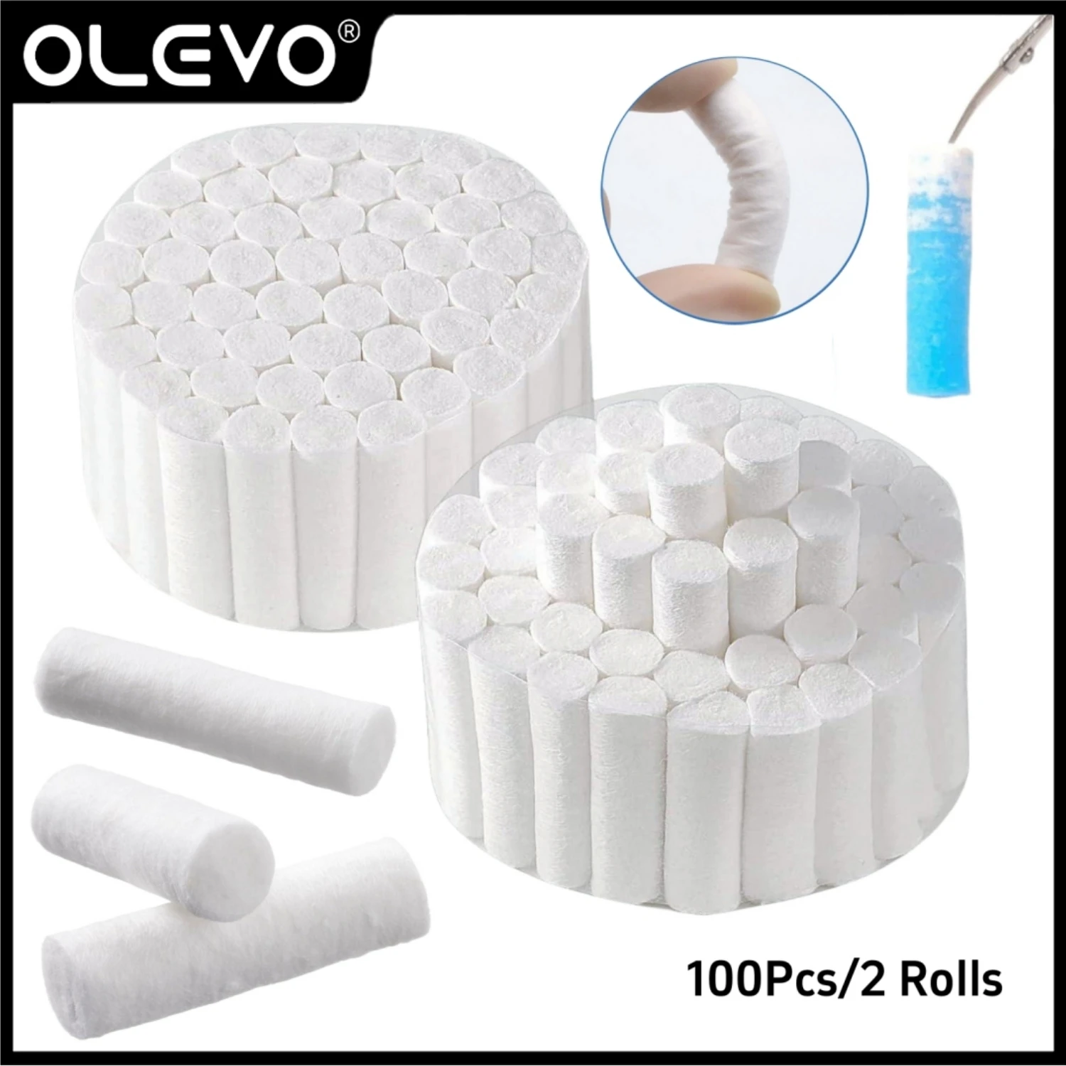 100Pcs Dental Cotton Roll Disposable Medical Surgical Cotton Wool Teeth Whitening Cleaning High-purity High Absorbent Consumable