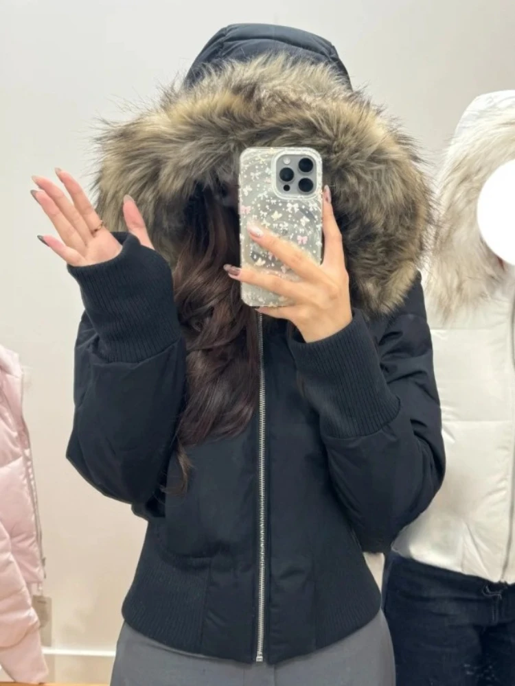 

2026 Spring Women Hooded Thickened Warm Cotton Jackets Autumn Overcoat Korean Loose Casual Reversible Zipper Parkas Coats Female