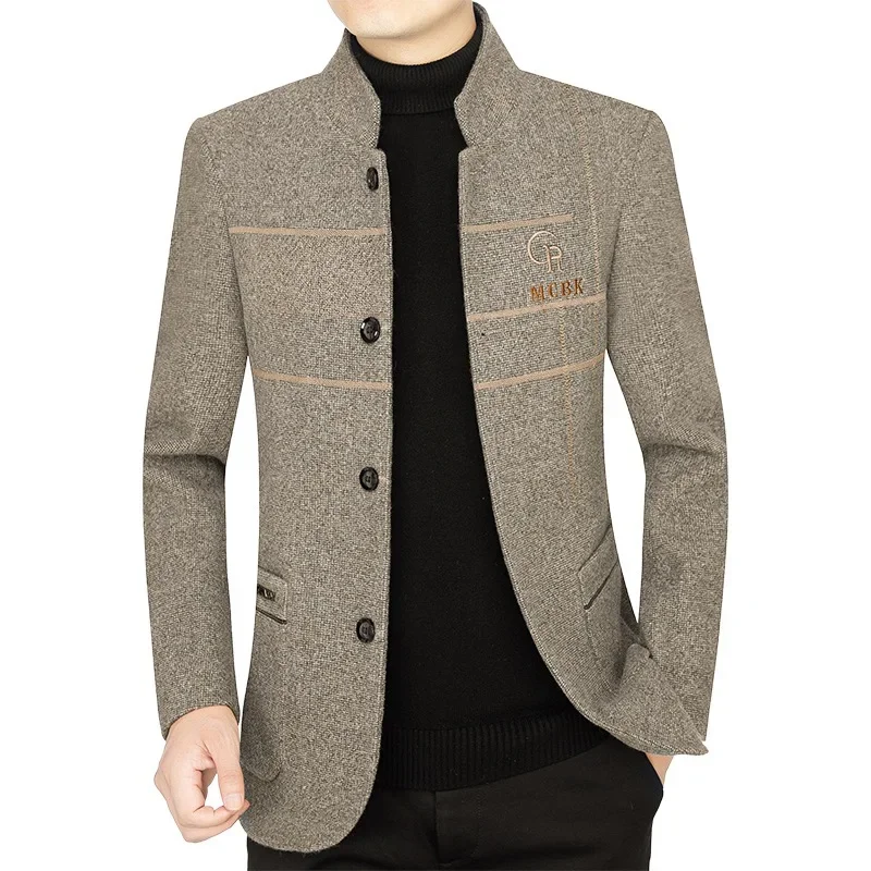 New Autumn Winter Men Woolen Blazers Jackets Business Casual Suits Coats Wool Blends Male Slim Fit Blazers Coats Mens Clothing 4