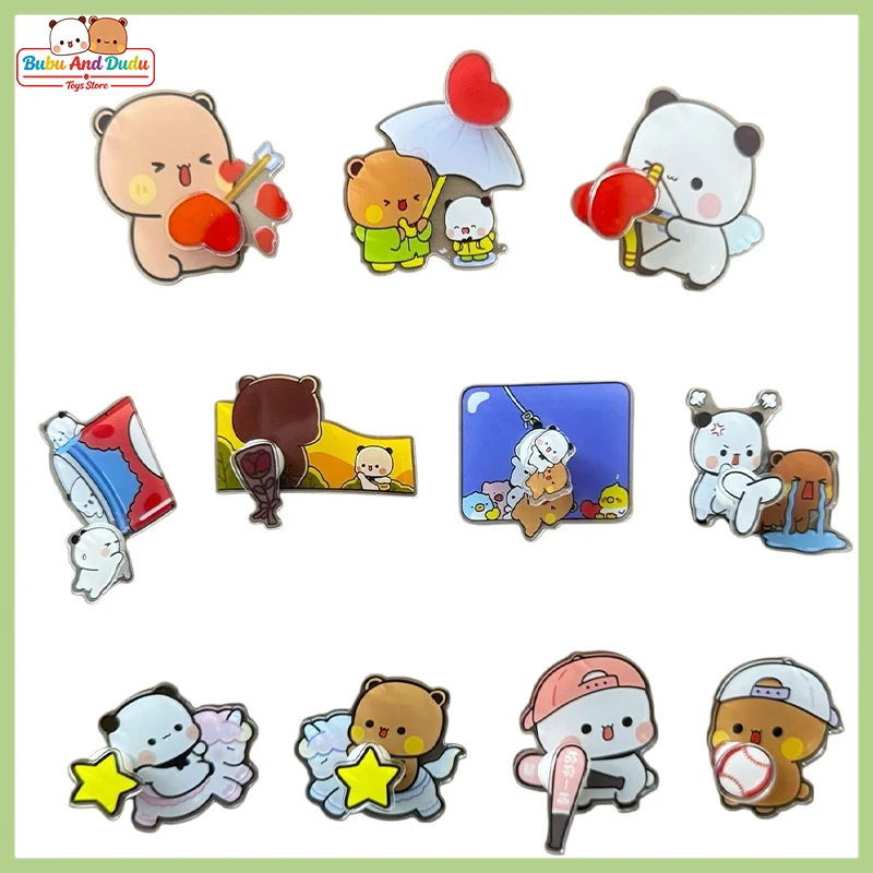 11 Pcs Panda Bubu And Yier Rotate Refrigerator Magnet Panda Bubu And Dudu Acrylic Refrigerator Sticker Decoration Gift