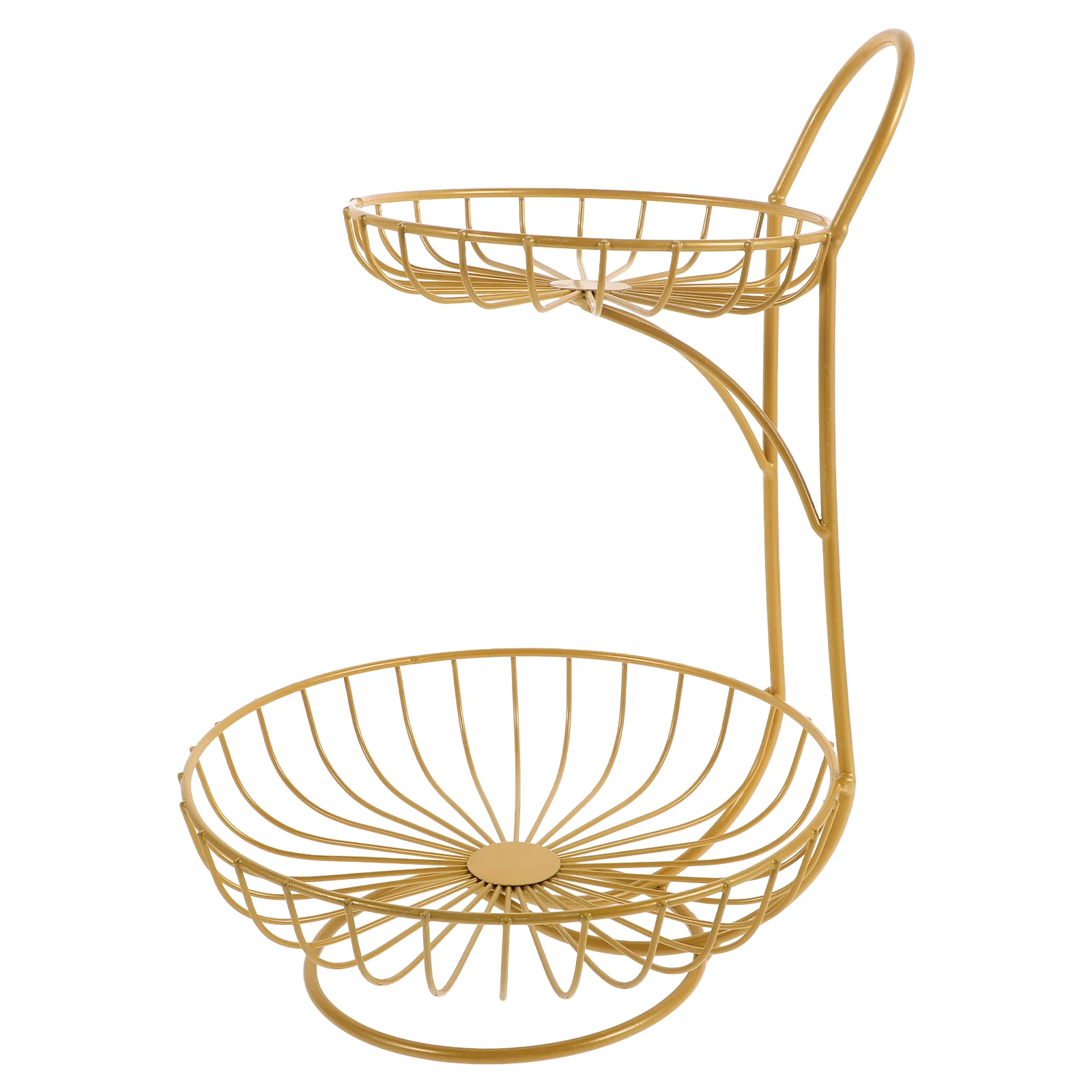 

Fruit Stand Tiered Tray Rack for Countertop Kitchen Living Room Party Sand Gold Iron Easy Clean Bowl Holder Snack Organizer