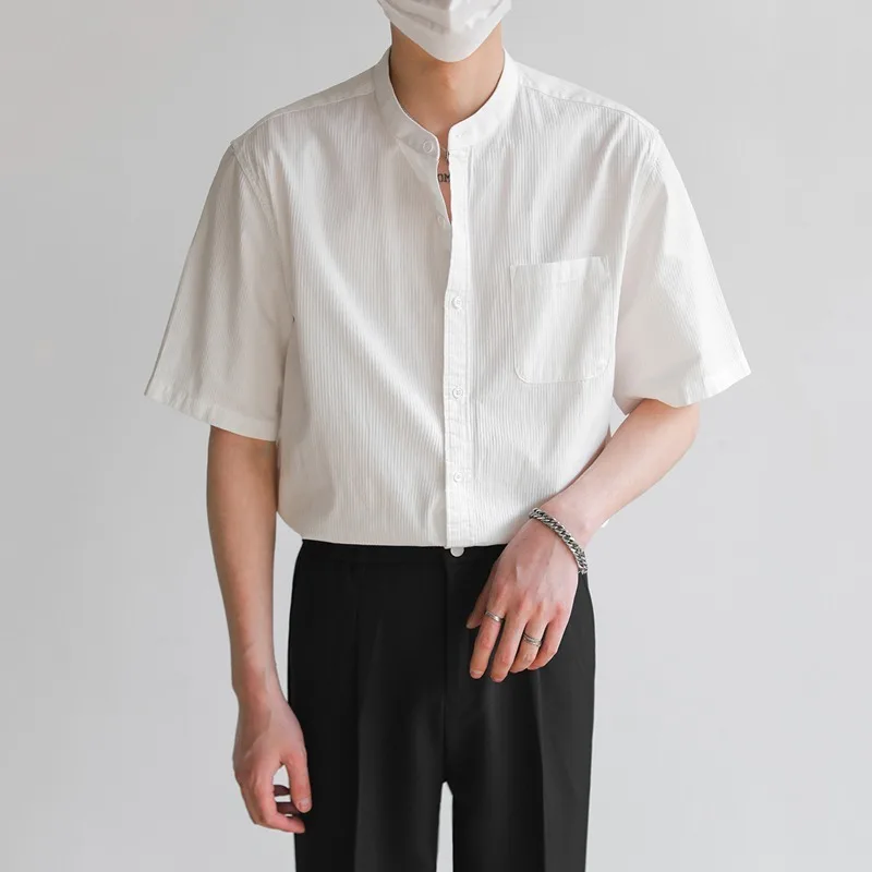 Summer Short Sleeved Shirt Men Fashion Society Mens Dress Shirt Korean Casual White Shirt Mens Office Formal Shirts M-2XL