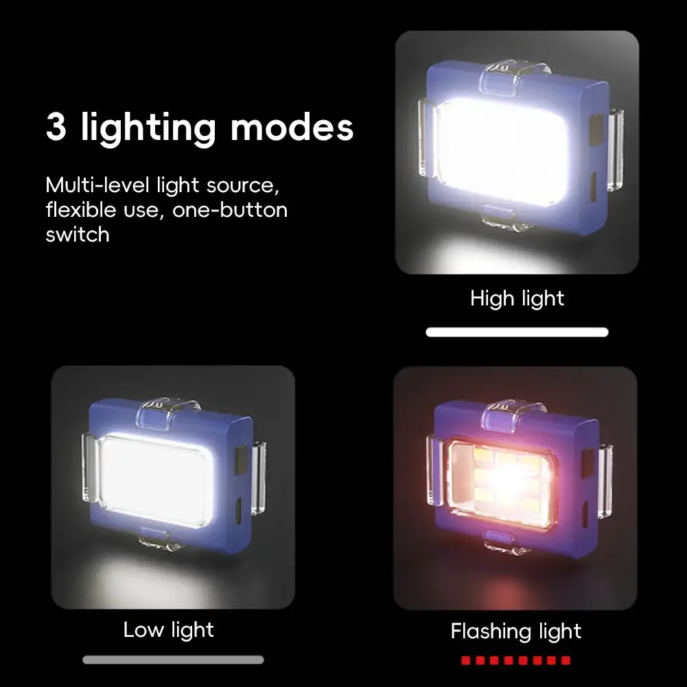 Faro LED multifuncional portátil, lámpara recargable por USB con Clip para tapa, para exteriores, correr por la noche, pescar y acampar, novedad, 1 unidad