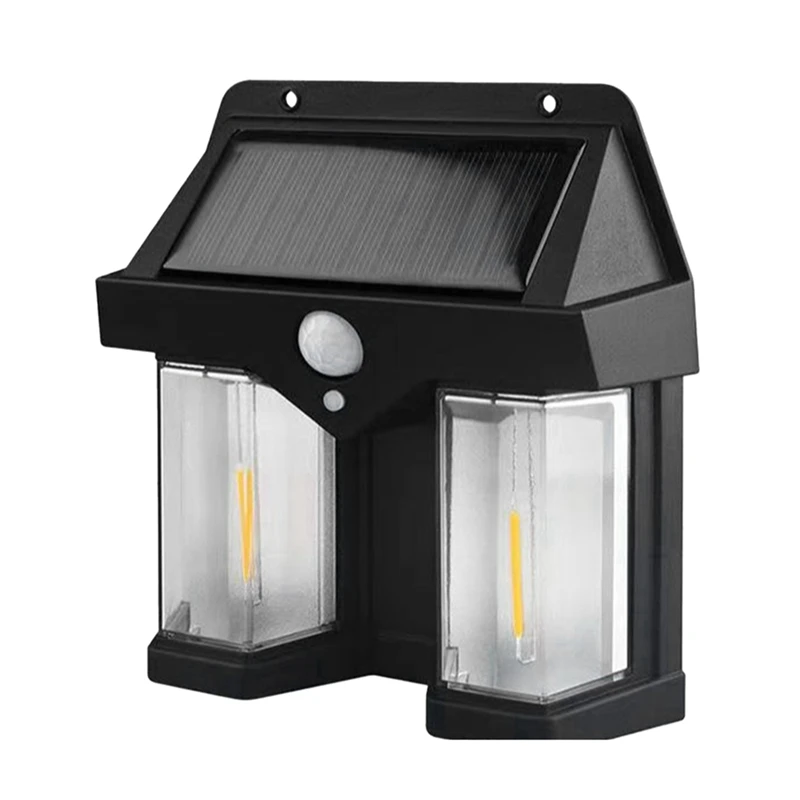 

1 PCS Outdoor Solar Wall Lamp Outdoor Dual-Core Solar Induction Lamp Black ABS Waterproof IP65 Wireless Motion Sensor