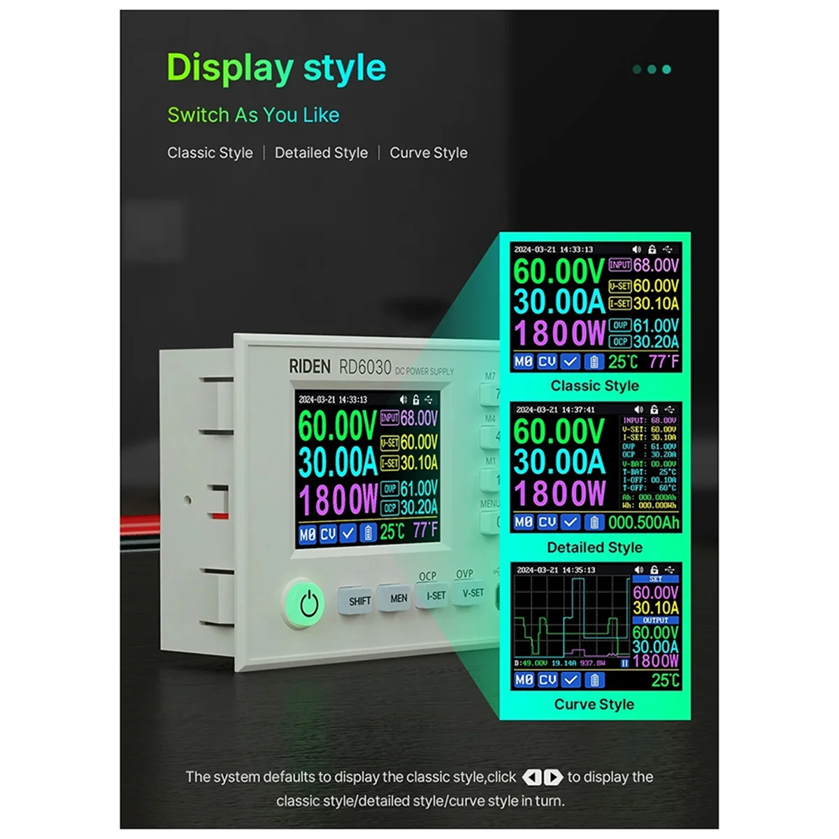 حار RD6030W 60 فولت 30A تيار مستمر قابل للتعديل StepDown الجهد مقاعد البدلاء موفر طاقة تنظيمي محول فرق الجهد شحن البطارية و 1500 واط PSU