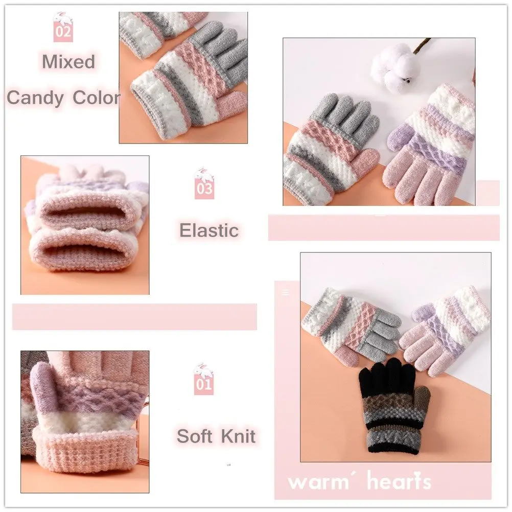 Full Finger Gloves Kids Girls Boys Gloves Winter Autumn Soft Knitted Baby Gloves Mittens Children Gloves 3-8 Years