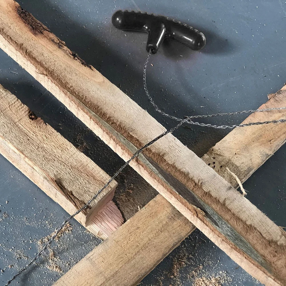 Sierra de cadena de cuerda de acero Manual de 70CM con mango de dedo sierra de alambre Mini sierra de cadena de corte Manual para acampar y viajar