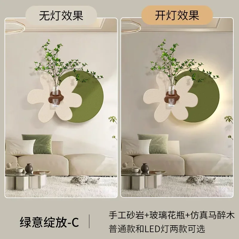 Hydroponic green plants restaurant decorative painting led luminous mural