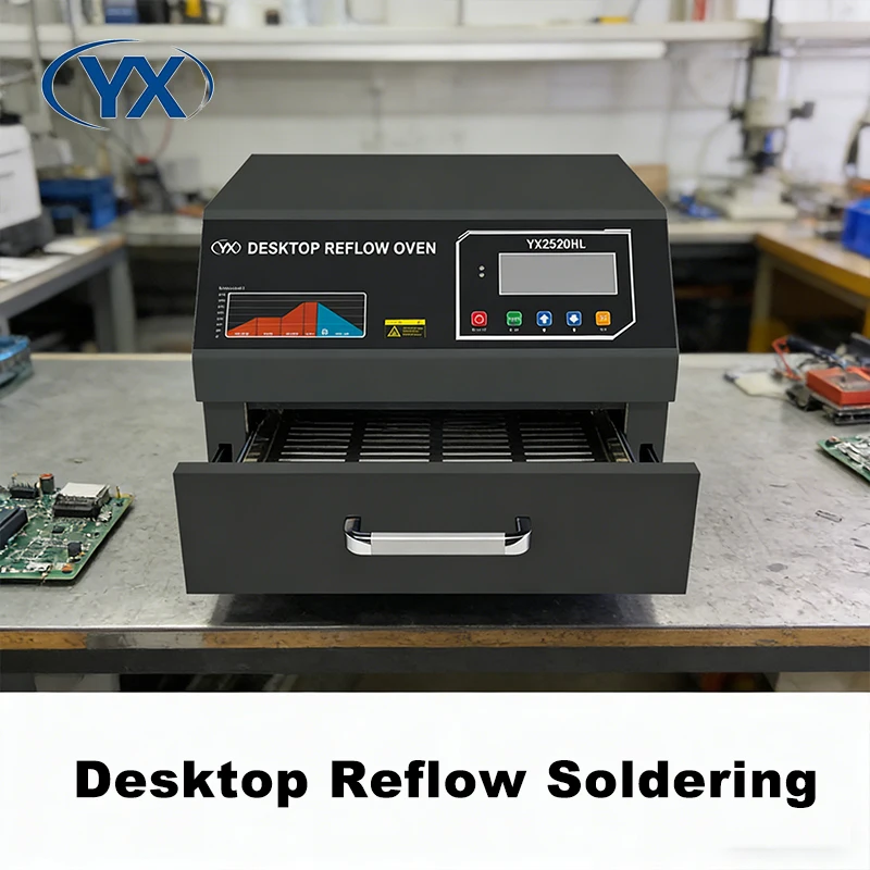

YX2520HL Factory Sale Desktop Reflow Oven 250x200mm Infrared Radiation Heating and Hot Air Circulation Lead Free Reflow Oven