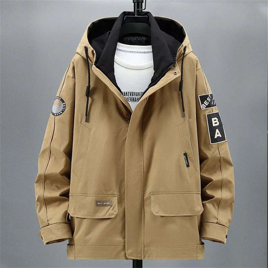 10XL Plus Size Cargo Jackets Men Spring Autumn Windbreaker Jacket Coat Fashion Casual Print Cargo Coat Male Big Size 10XL