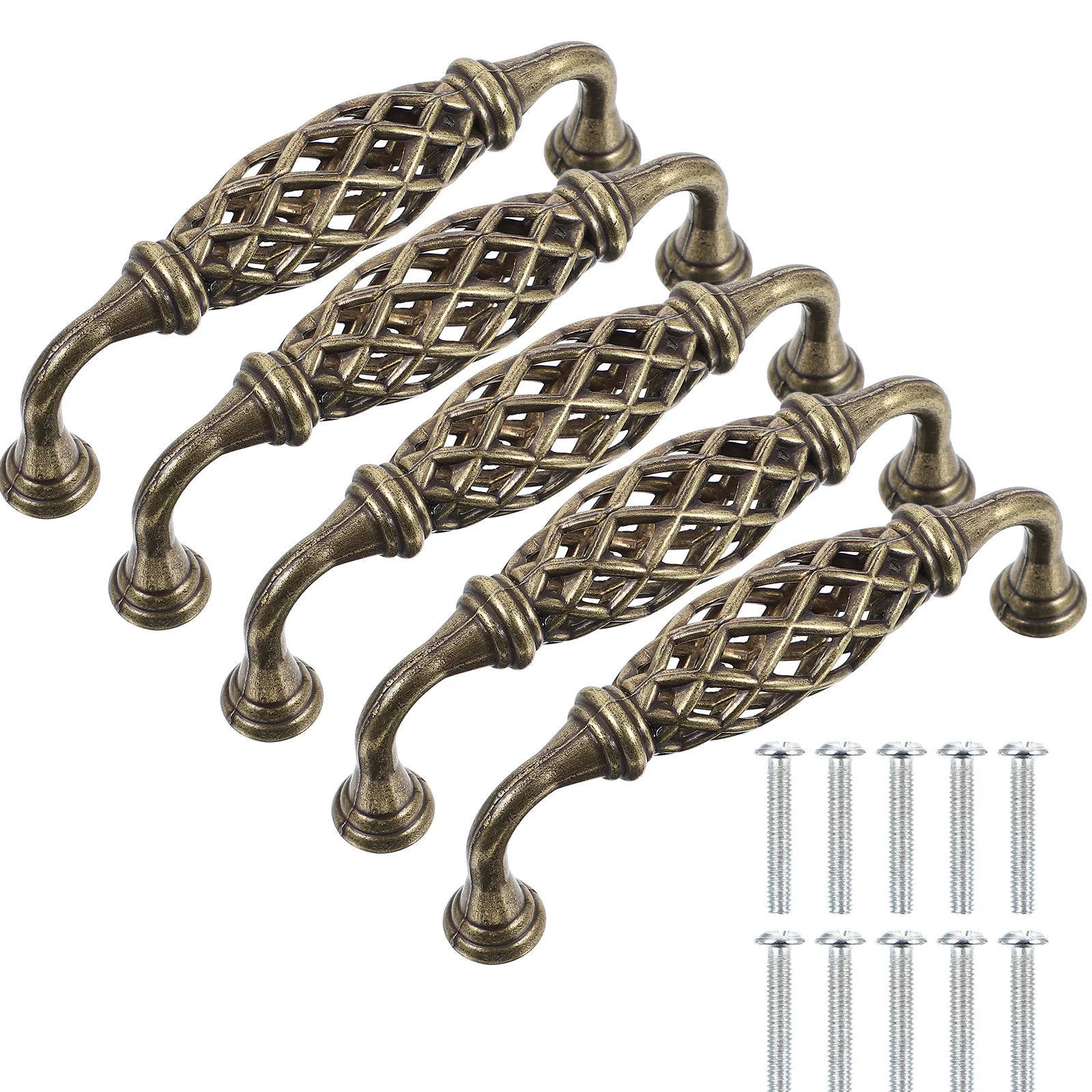 5 قطعة قفص العصافير الحديد نمط مقابض سحب خمر الباب يسحب للأثاث درج مقابض للخزانة تصميم سبائك الزنك