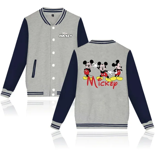 

2024 New Disney Mickey Minnie Mouse Baseball Jacket Women Hip Hop Harajuku Jackets Streetwear Kids Girls Loose College Coats