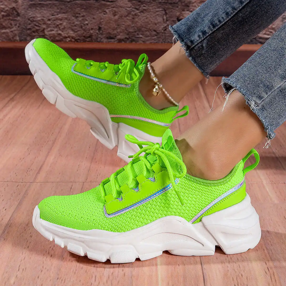 Platform Big Sole Basketball Women Luxury Brand Woven Shoes Woman White Sneakers Vulcanized Shoes Sports Tenya Portable