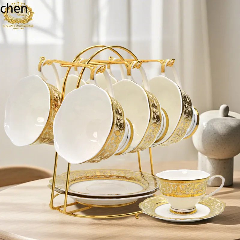 H1 high-end bone china coffee cup and saucer set - perfect for home afternoon tea, gift box packaging