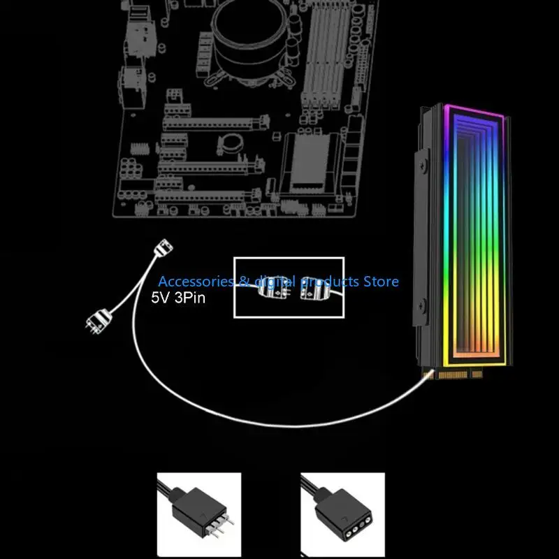 77JD M.2 SSD Heatsinks Coolers M.2 Cooling Heat Sink Syncs ARGB Light Radiators Small & Lightweight Heatsinks