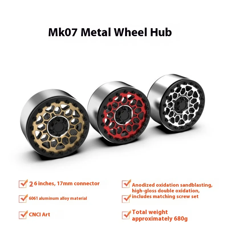 Rlaarlo Mk07 ملحقات سيارة التسلق 2.6 بوصة إطارات محاكاة مادة سبائك الألومنيوم 17 موصل أجزاء معالجة باستخدام الحاسب الآلي #1