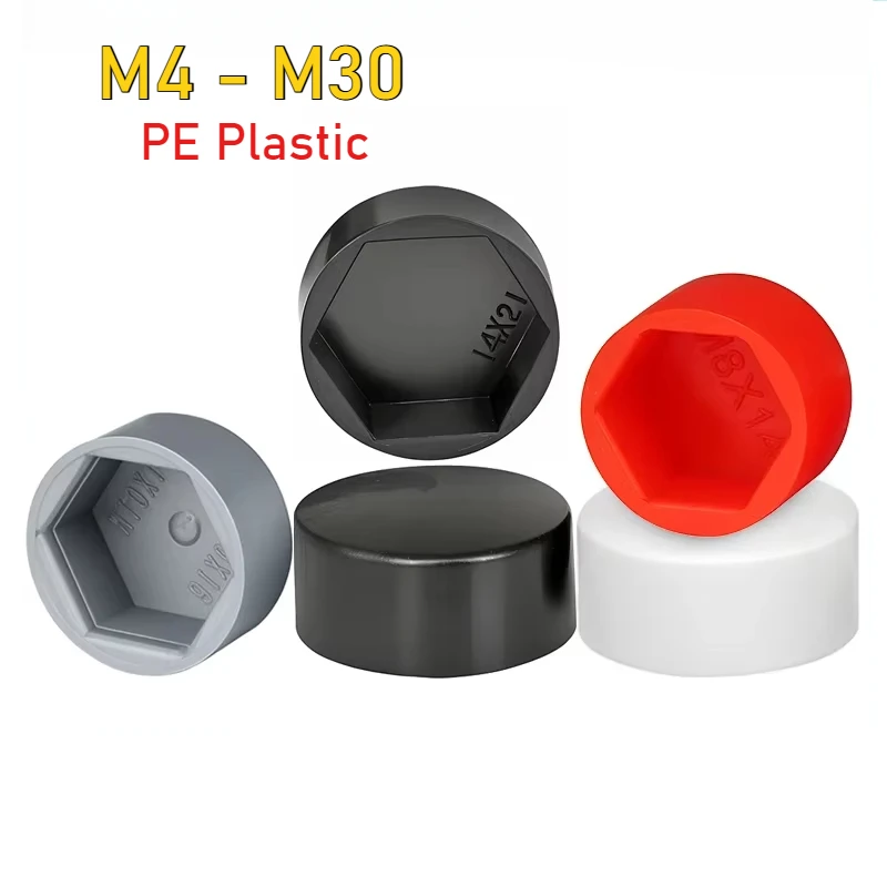 M4 M5 M6 M8 M10~M30 Plastic Protective Cap PE Nut Cap Cover Hexagonal Screw Decorative Cap Dust-Proof Cover