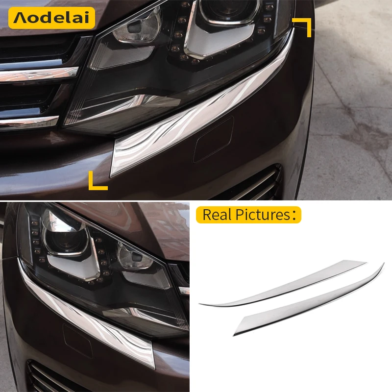 

2 pieces for Volkswagen VW Touareg 2011-2015 front large lighting strips bumper stainless steel bright strip Car accessories