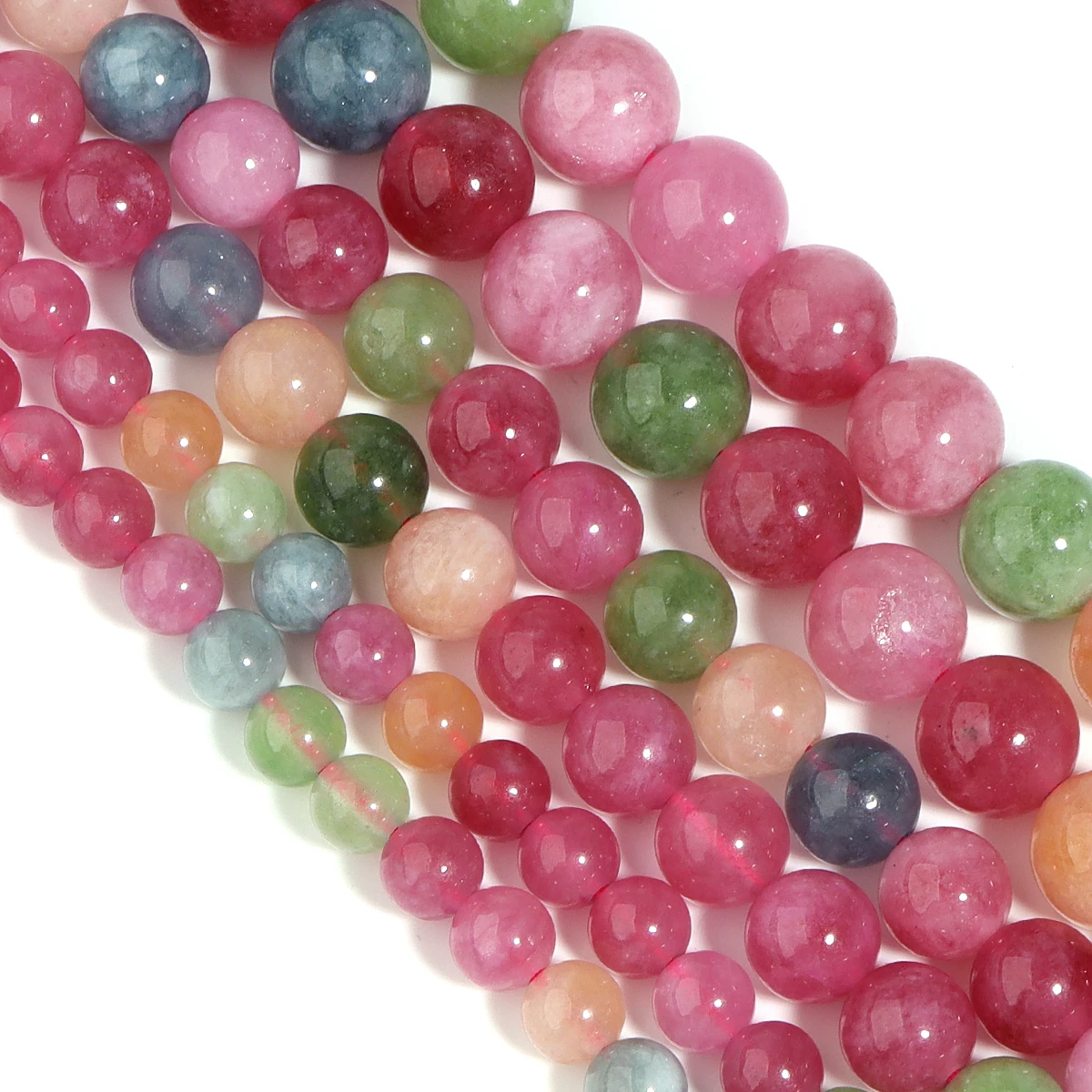 6/8/10mm Bunte Turmalin Perlen Runde Kristall Naturstein Perlen Lose Spacer Perlen Für DIY Schmuck Machen halskette Armband