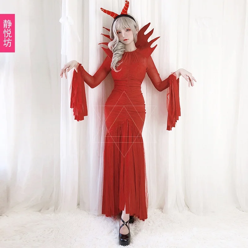 Sexy Devil Queen Costume Dr for Adults Tight Fit Bar Nightclub Witch DS Long Skirt loween Par Theme Women's Faion