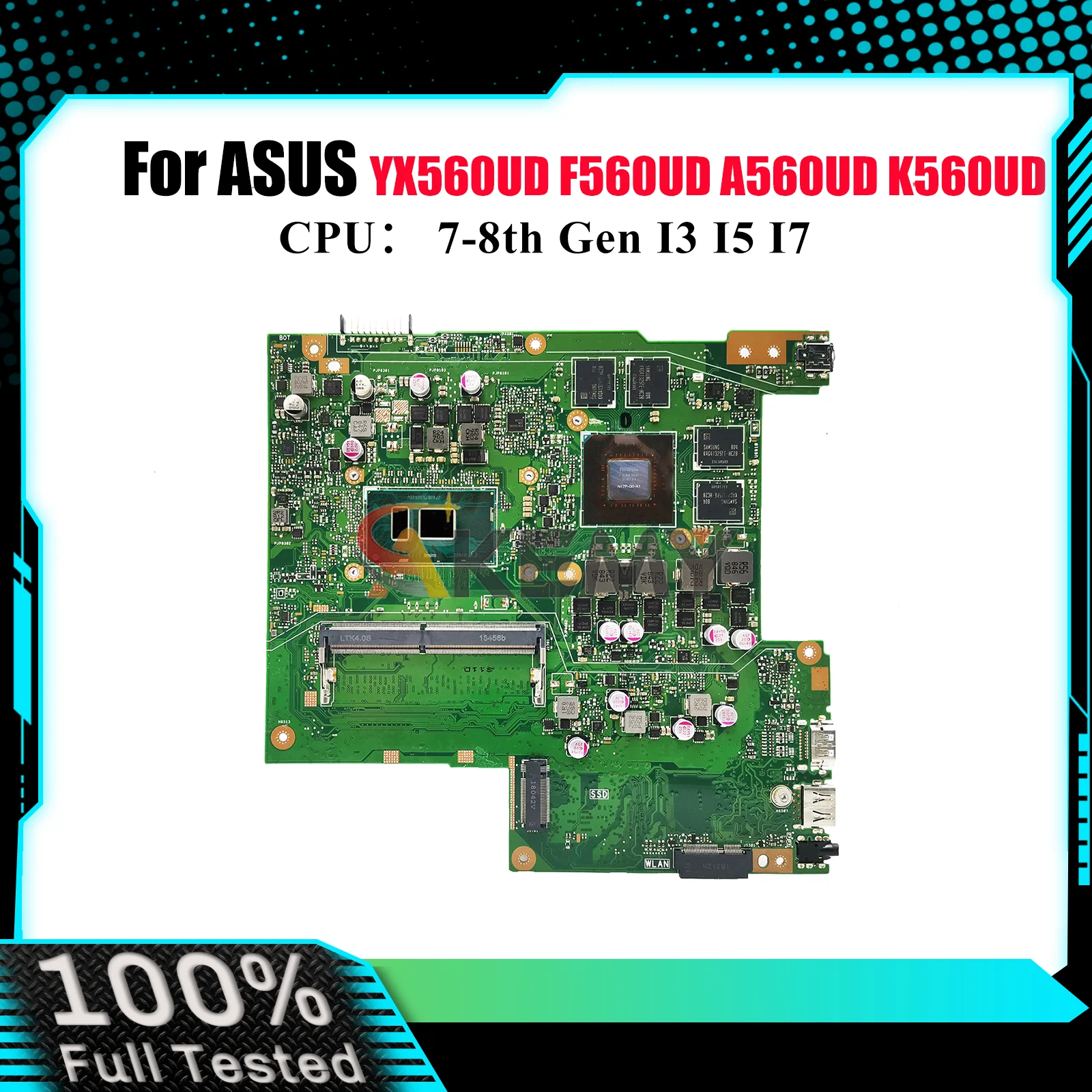 

X560UD Laptop Motherboard For ASUS VivoBook YX560UD K560UD X560U F560UD X560UD A560UD Mainboard With I3 I5 I7 CPU 100% tests OK