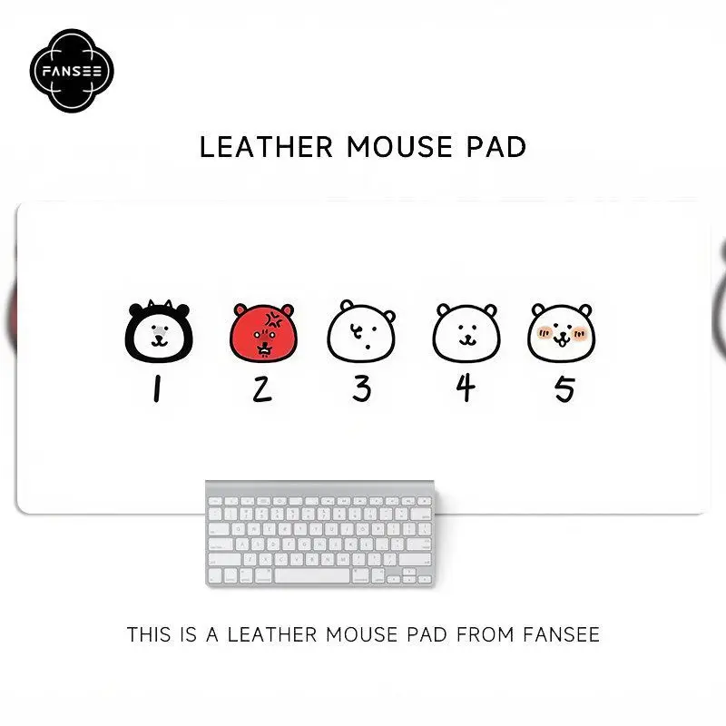 Cartoon Cute Self Deprecating Bear Leather Mouse Pad Extra Large Cute Pie Star Mouse Pad Pink Keyboard Pad Office Y2K Desk Pad