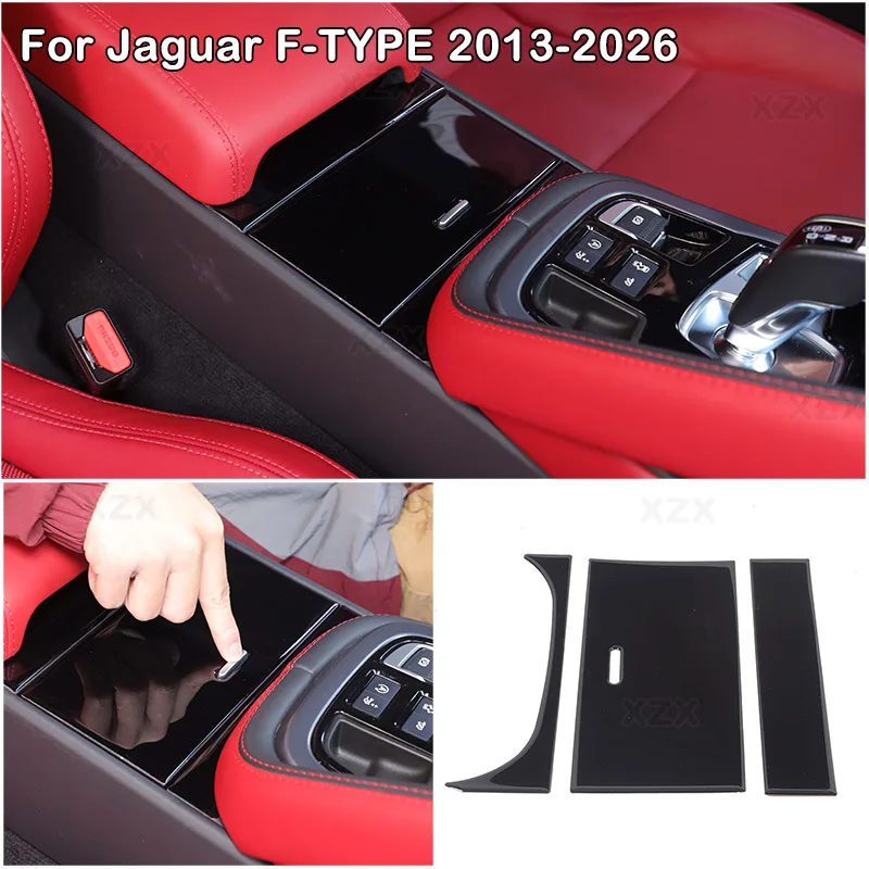 For Jaguar F-TYPE 2013-2026 Black Car Central Control Storage Box Panel Decoration Sticker Protection Car Interior Accessories