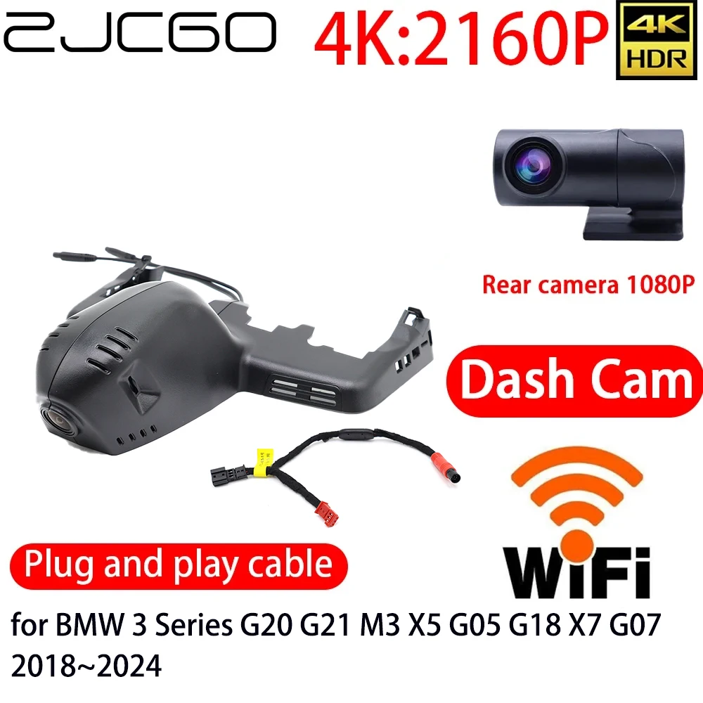 ZJCGO 4K Car DVR Dash Cam Wifi Front Rear Camera 24h Monitor for BMW 3 Series G20 G21 M3 X5 G05 G18 X7 G07 2018~2024