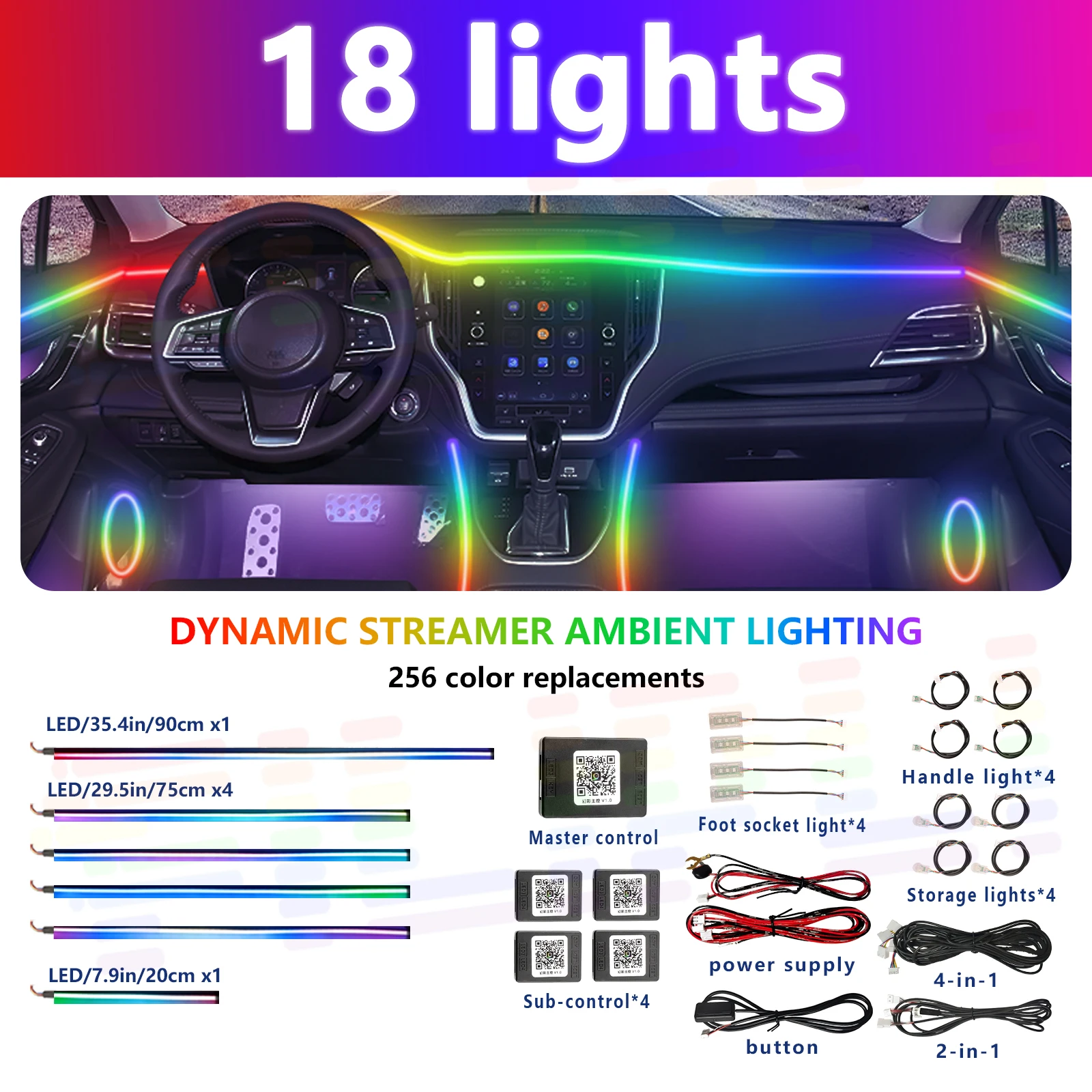 

RGB Symphony Car Ambient Light Interior Acrylic Guide LED Strip Light Decoration Atmosphere Lamp