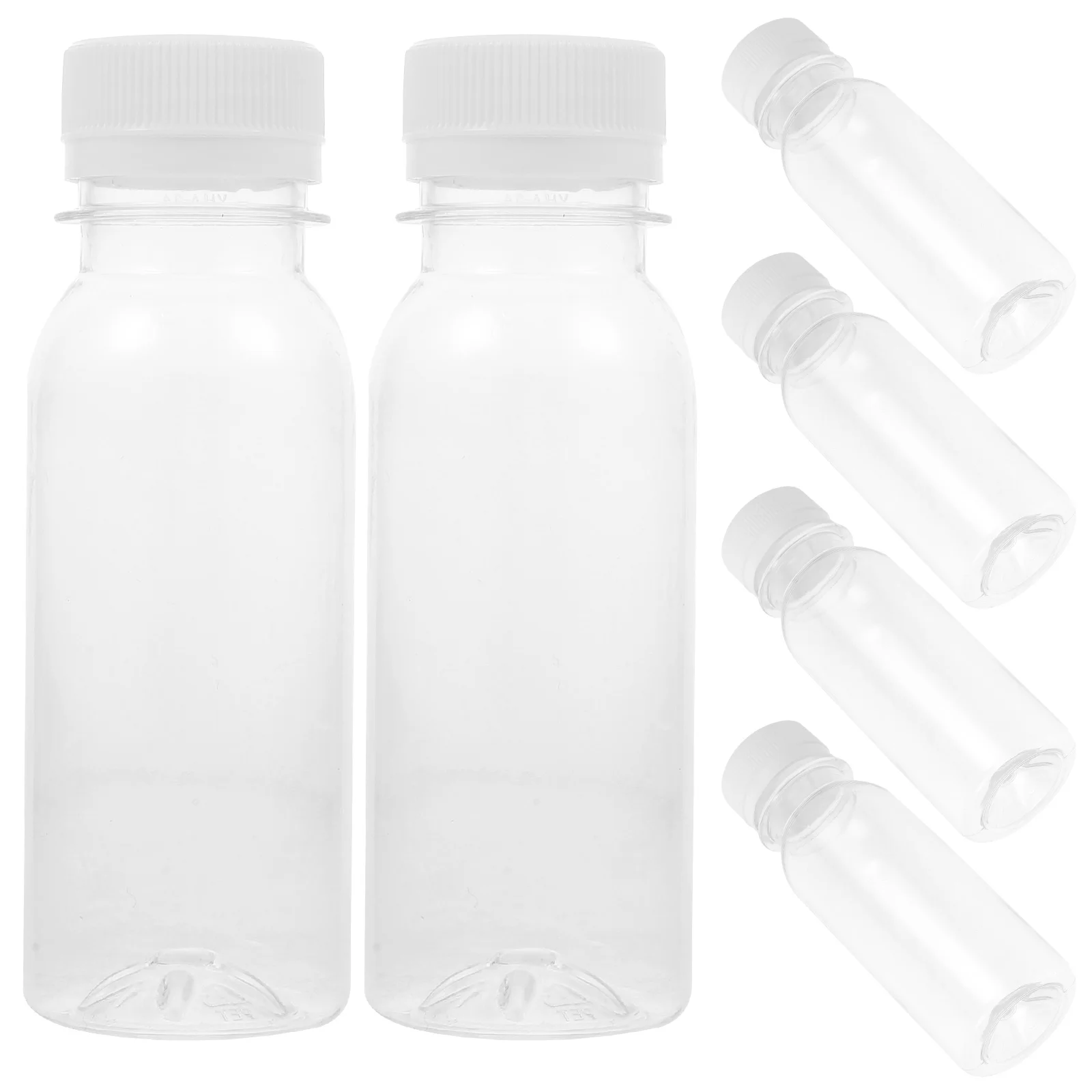 

6 Pcs Milk Bottle Juicer Empty Plastic Bottles Mini Fridge Containers Reusable The Pet Child with Lids