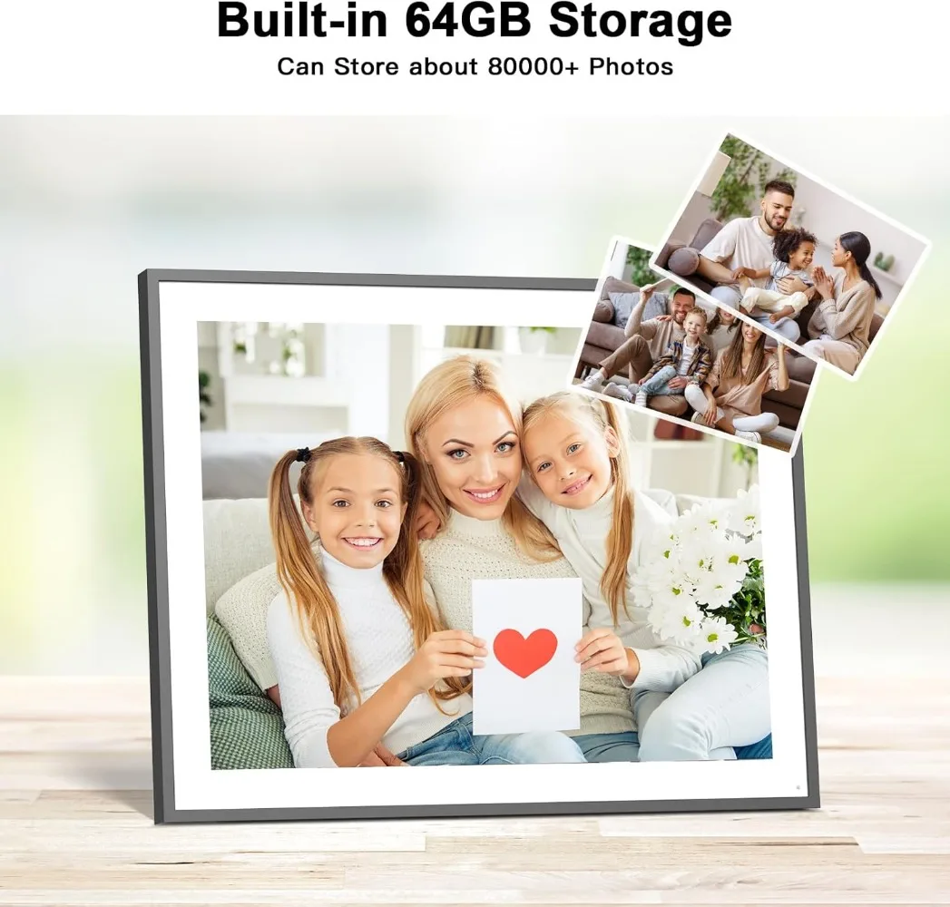 Smart Digital Picture Frame 19-inch-Photo-Frame - Dual-WiFi Large Digital Frame, Touch Screen, 64GB, Full Function, Wall