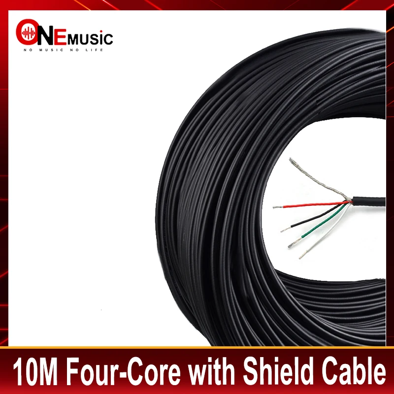 10M Four-Core with Shield Cable for Electric Guitar Pickup Making Humbucker with Coil Spliting Cable Black