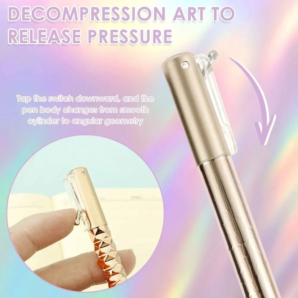 Interesting Rhombus Geometry Deformable Pen Press Type Black Ink Neutral Pen Quick Dry 0.5mm Tip Gel Pen Gift