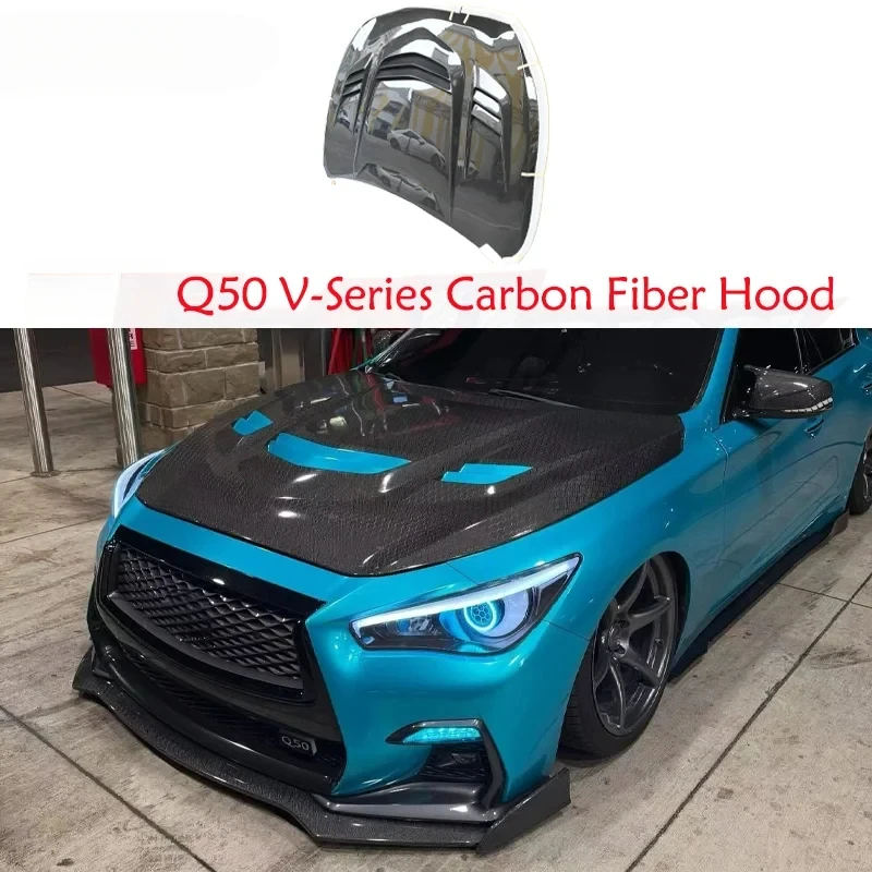 Performance V-Style Carbon Fiber Engine Hood Bonnet Fit For Q V - Optimized Air Vent