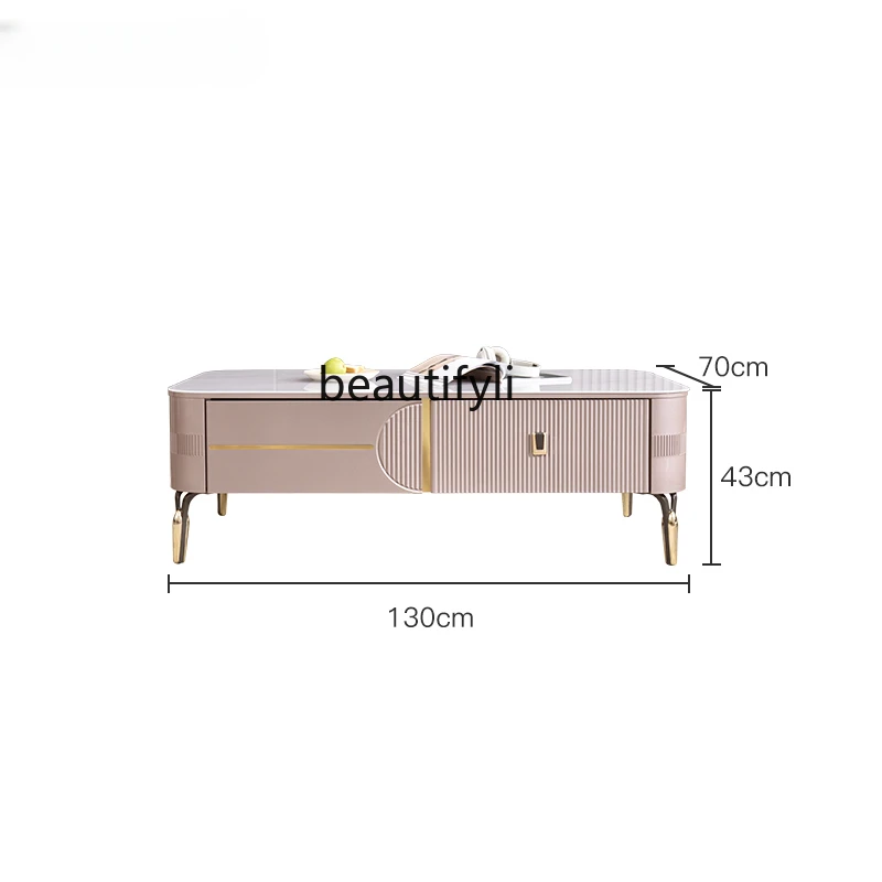 

Glass Coffee Table TV Cabinet Combination Living Room Home Tea Table Light Luxury Small Apartment Tea Table