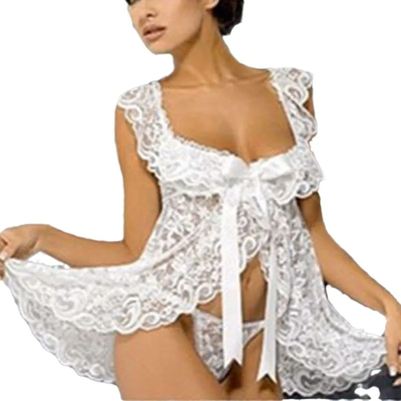 Conjunto de pijamas sexy para adultos, camisola transparente, uniforme transparente, fantasia de tentação, lingerie pornô, tamanho grande