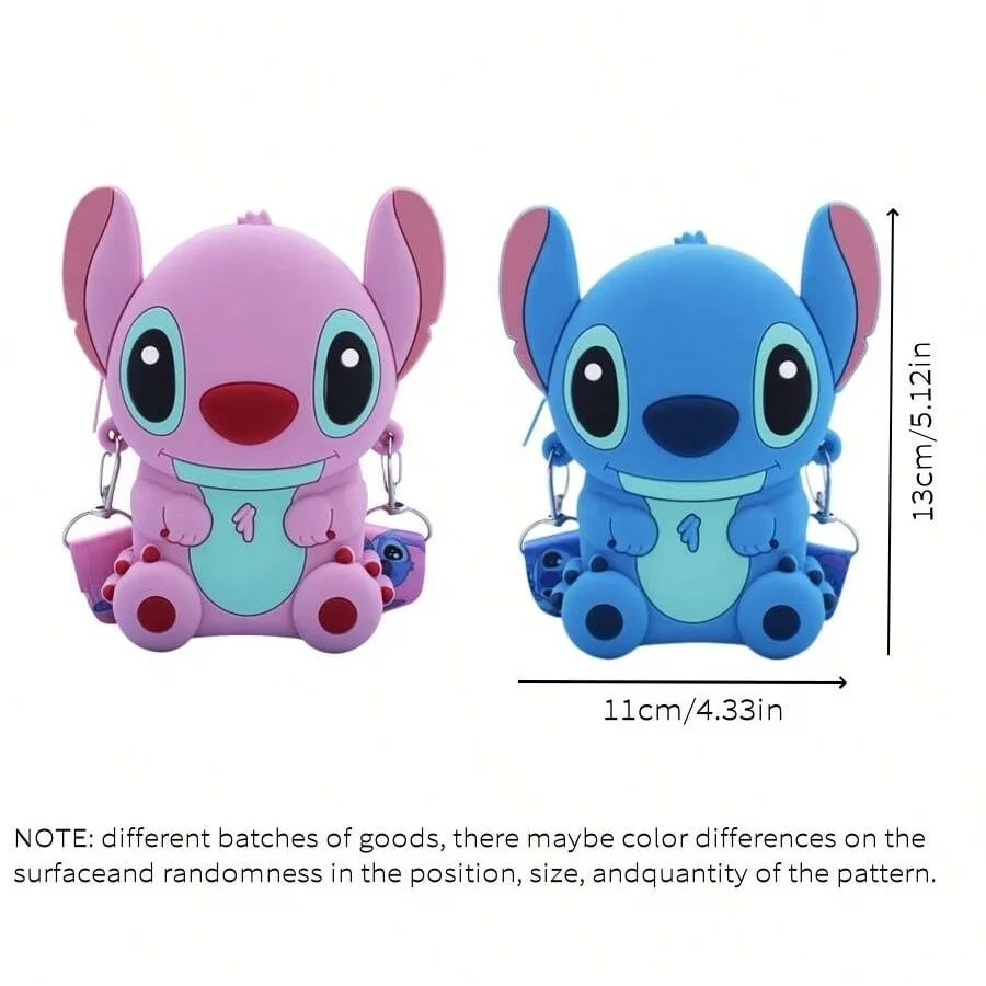 1pc Stitch-Inspired Mickey Silicone Crossbody Bag with Adjustable Strap,  & Cartoon Coin Purse Key Holder Holiday Birthday gifts