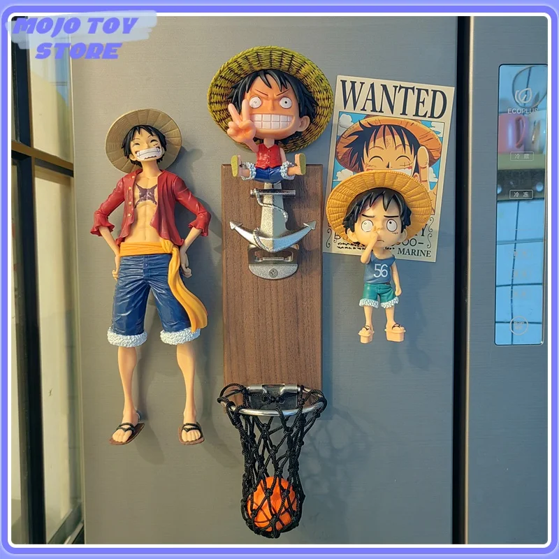 One Piece Luffy Anime Peripheral 3d Refrigerator With Magnetic Stickers Cartoon Anime Solon Personalized Beer Bottle Opener Gift