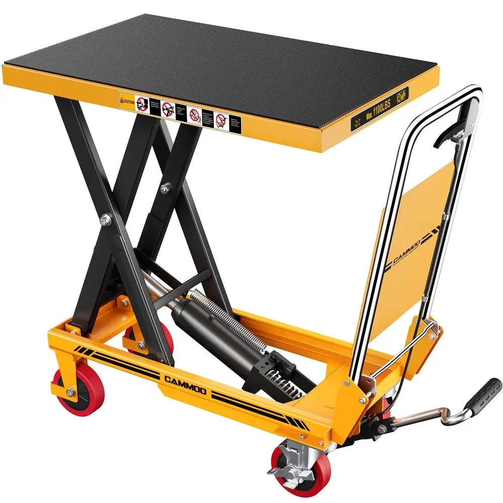 

Lift Table Cart, 1100lbs Capacity, 34.7 Lifting Height, Single Scissor Lift with NonSlip Pad amp Safety Guard Foldable Handle f
