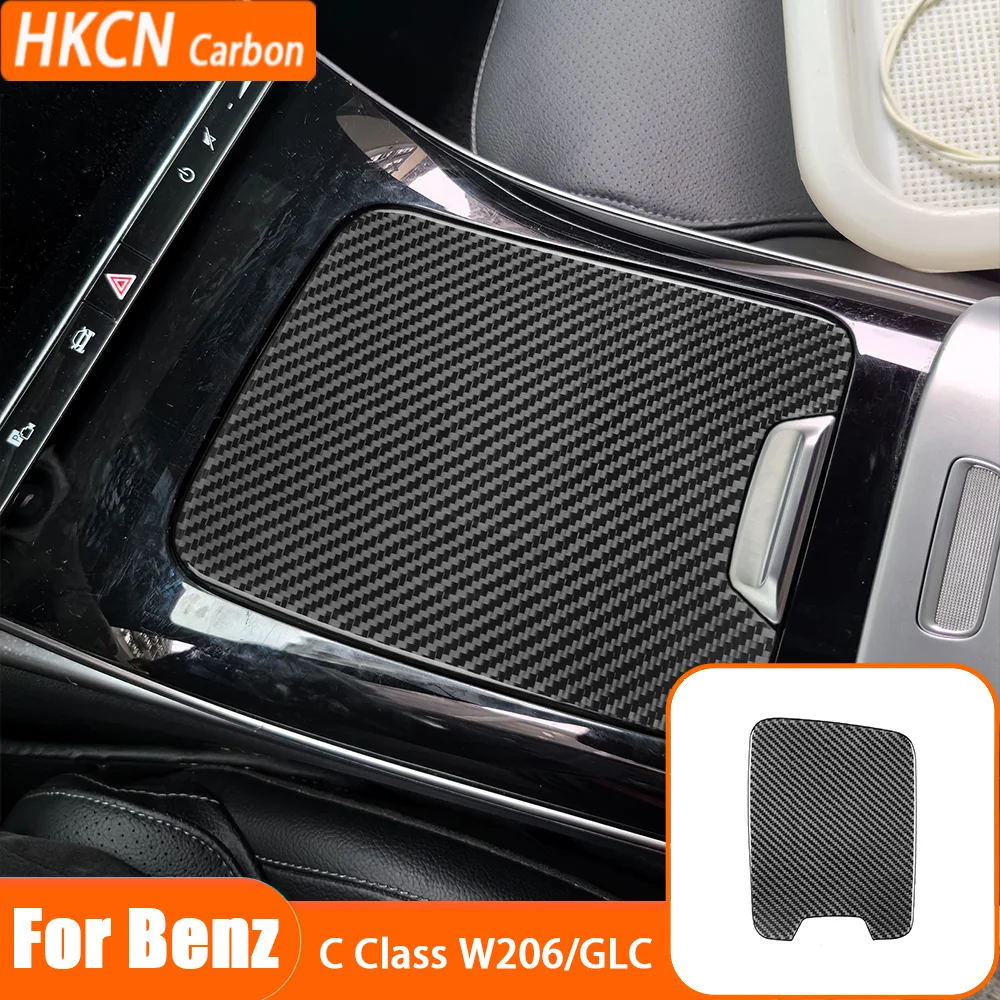 

Центральный ящик для хранения из углеродного волокна, панель, аксессуары для салона автомобиля, накладка, наклейка для Benz C Class 2022 — 2024 GLC 2023 2024