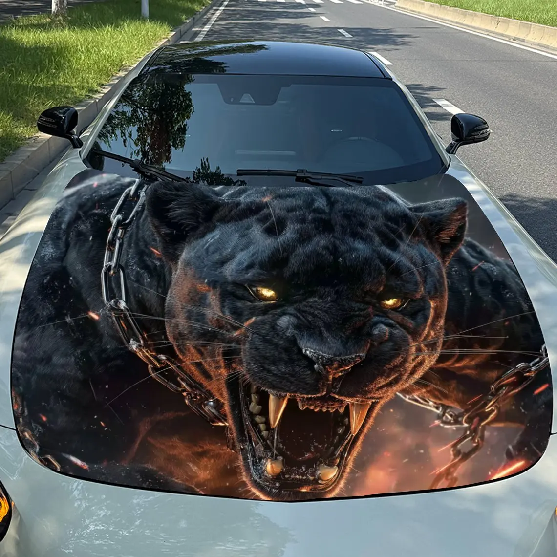 

Fierce Panther Car Hood Stickers, Colorful Vinyl Stickers, Truck Patterns, Engine Hood Car Parts Decoration Stickers, Car Decals